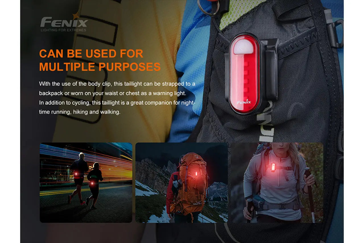 Fenix 15 Lumen Red Rechargeable Tail Light - F FX-BC05R-V2 Fenix