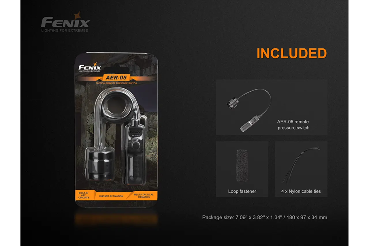 Fenix Tactical Remote Pressure Switch, Cable Length 9 in - F FX-AER05 Fenix