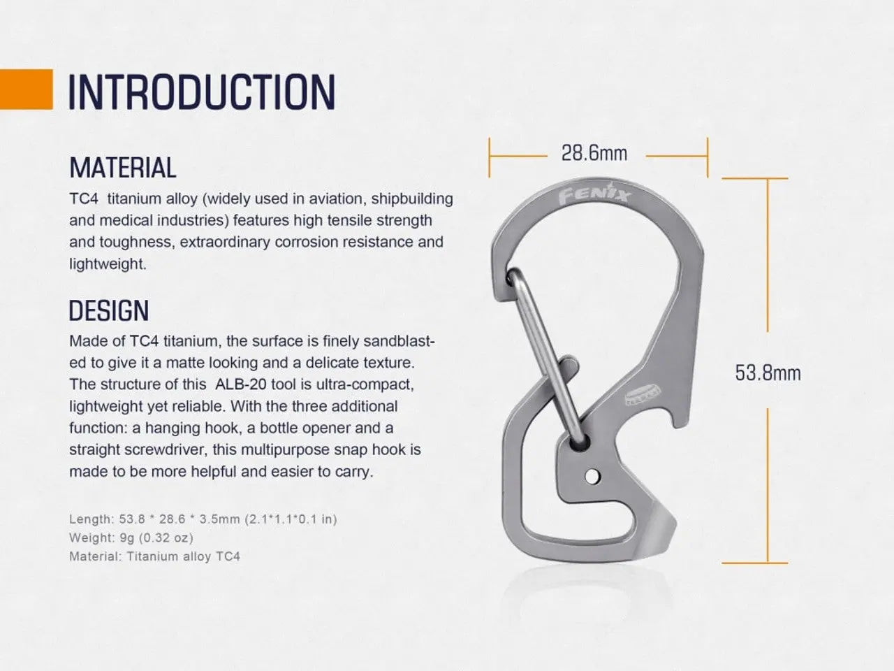 Fenix Multipurpose Snap Hook - F FX-ALB20 Fenix