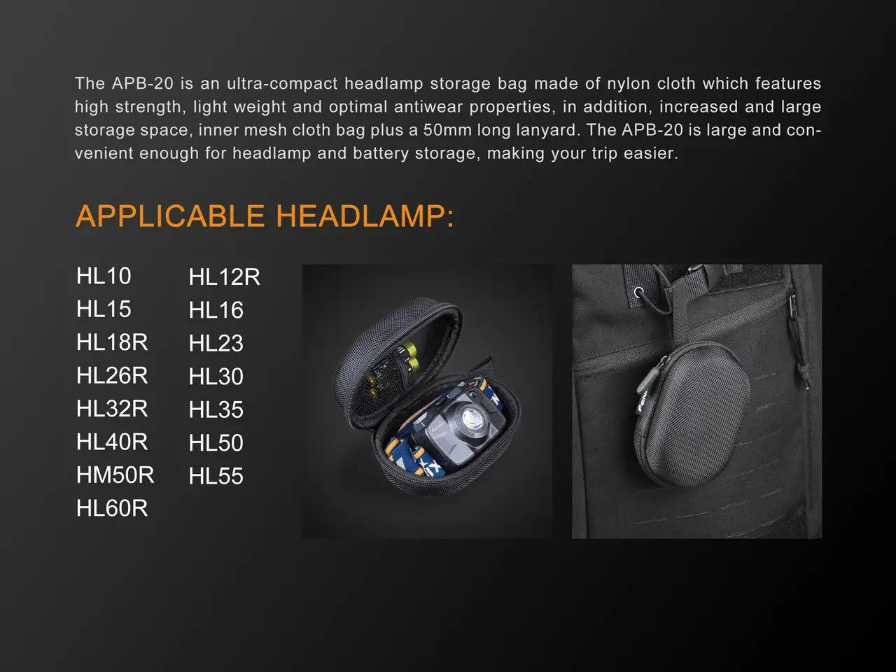 Fenix Headlamp Storage Bag - F FX-APB20 Fenix