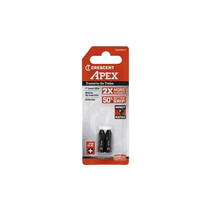 CRESCENT Set of 2 Phillips Insert Bit, PH2 x 1 in - GW CAB1PH2-2 Insert Bit Set CRESCENT