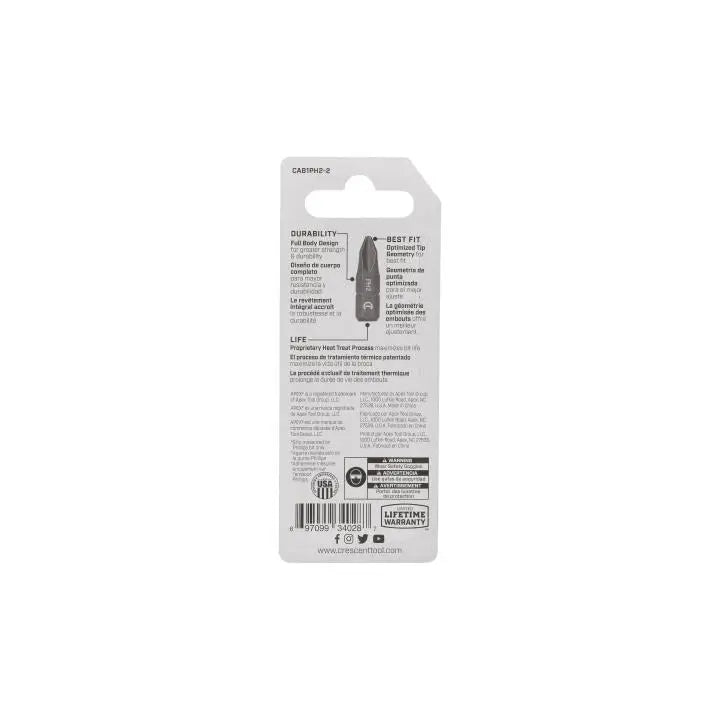 CRESCENT Set of 2 Phillips Insert Bit, PH2 x 1 in - GW CAB1PH2-2 Insert Bit Set CRESCENT