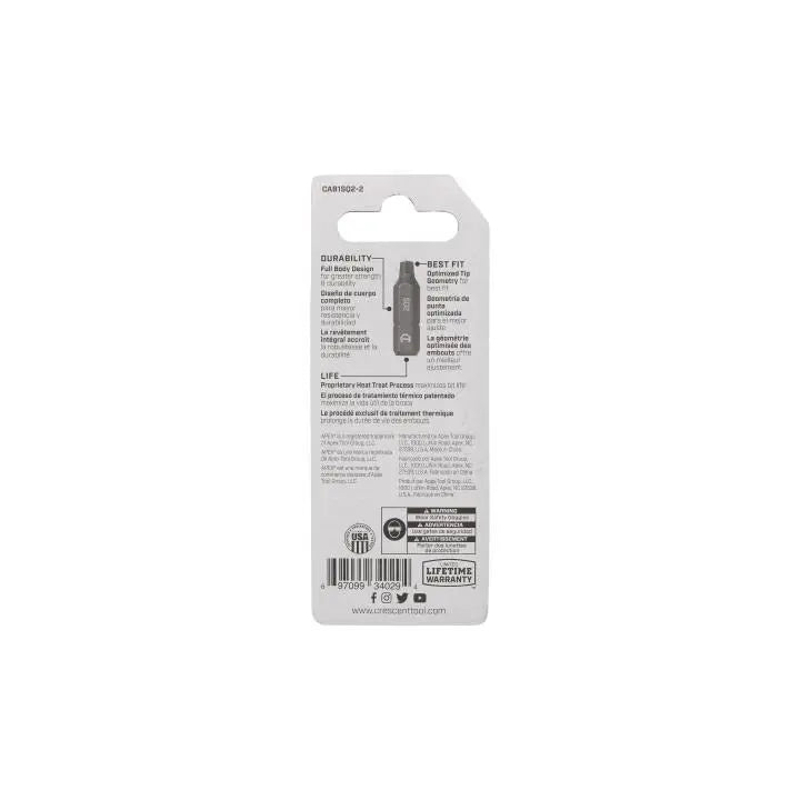 CRESCENT Set of 2 Square Insert Bit, PH2 x 1 in - GW CAB1SQ2-2 Insert Bit Set CRESCENT