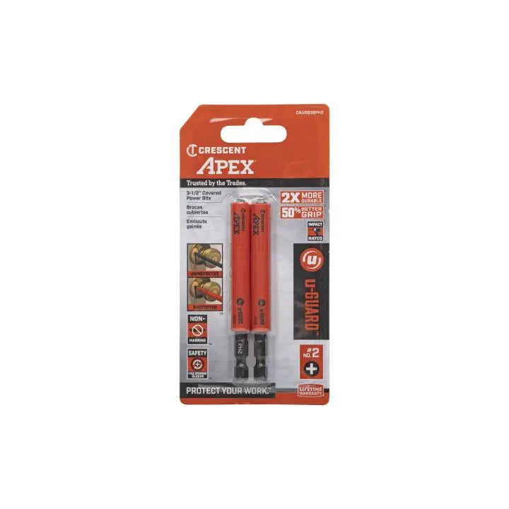 CRESCENT Set of 2 Phillips U-Guard Covered Impact Power Bit, PH2 x 3-1/2 in - GW CAUGB3BPH2 Power Bit Set CRESCENT