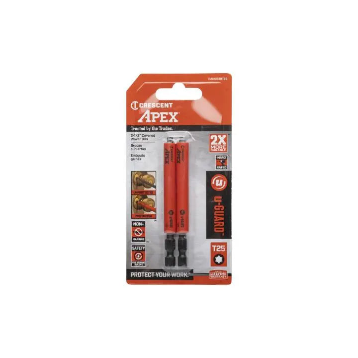 CRESCENT Set of 2 Torx U-Guard Covered Impact Power Bit, T25 x 3-1/2 in - GW CAUGB3BT25 Power Bit Set CRESCENT
