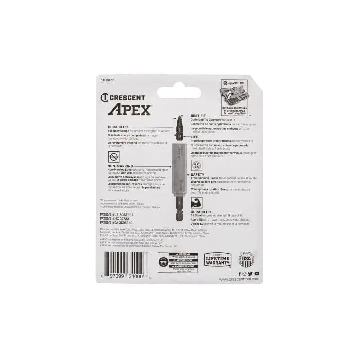 CRESCENT Set of 15 U-Guard Bit Holder with 14 - PH2 Phillips Bits - GW CAUGK-15 Bit Holder Set CRESCENT