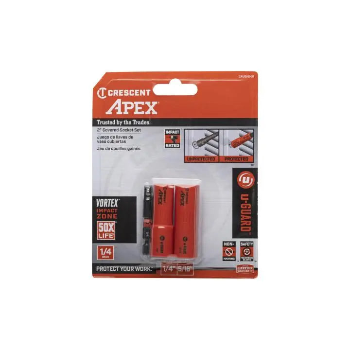 CRESCENT Set of 3 U-Guard Covered Socket, 1/4 in - GW CAUGK2-31 Socket Set CRESCENT