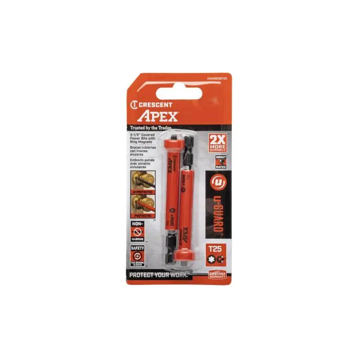 CRESCENT Set of 2 Torx U-Guard Covered Impact Power Bit with Ring Magnet, T25 x 3-1/2 in - GW CAUMB3BT25 Power Bit Set CRESCENT