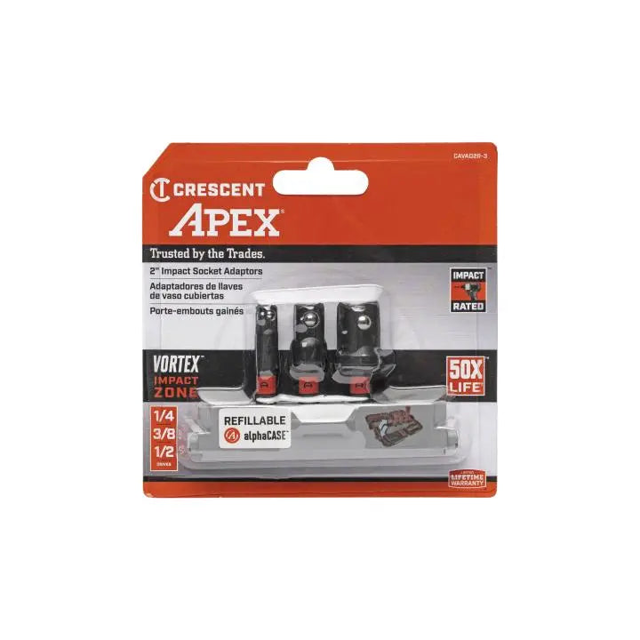 CRESCENT Set of 3 Vortex Impact Socket Adapter - GW CAVAD2R-3 Adapter Set CRESCENT