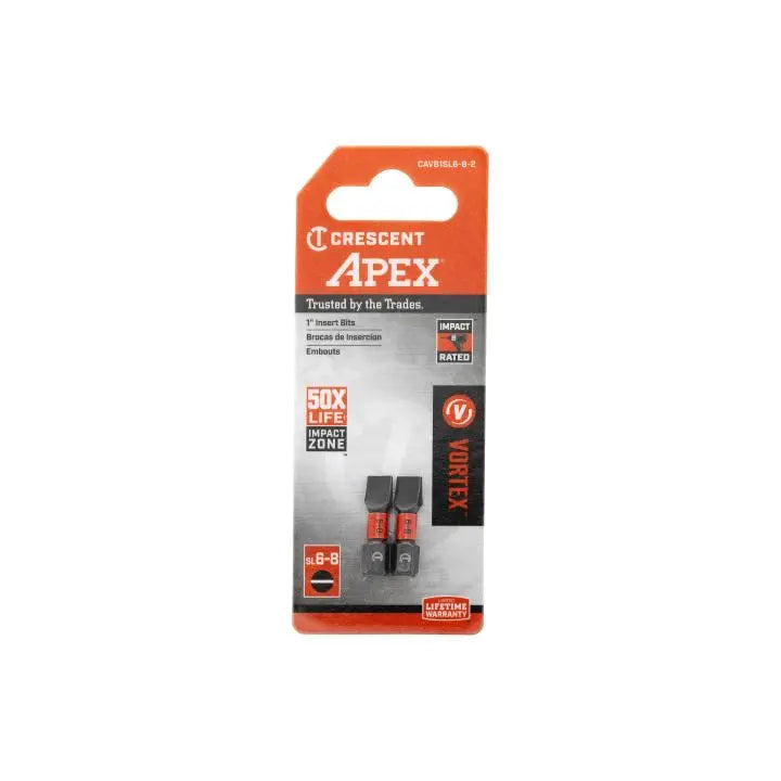 CRESCENT Set of 2 Slotted Vortex Impact Power Bit, 6 - 8 x 1 in - GW CAVB1SL6-8-2 Power Bit Set CRESCENT
