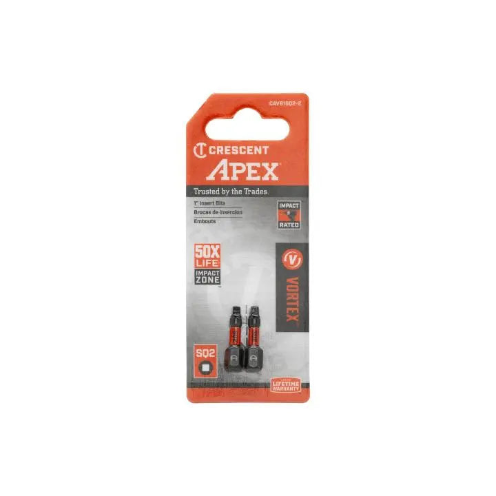 CRESCENT Set of 2 Square Vortex Impact Power Bit, PH2 x 1 in - GW CAVB1SQ2-2 Power Bit Set CRESCENT