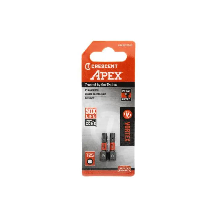 CRESCENT Set of 2 Torx Vortex Impact Power Bit, T25 x 1 in - GW CAVB1T25-2 Power Bit Set CRESCENT