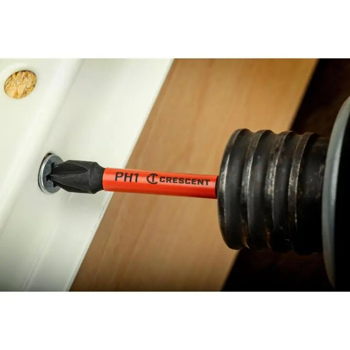 CRESCENT Set of 2 Phillips Vortex Impact Power Bit, PH1 x 2 in - GW CAVB2PH1-2 Power Bit Set CRESCENT