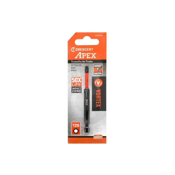CRESCENT Set of 2 Torx Vortex Impact Power Bit, T25 x 3-1/2 in - GW CAVB3BT25 Power Bit Set CRESCENT