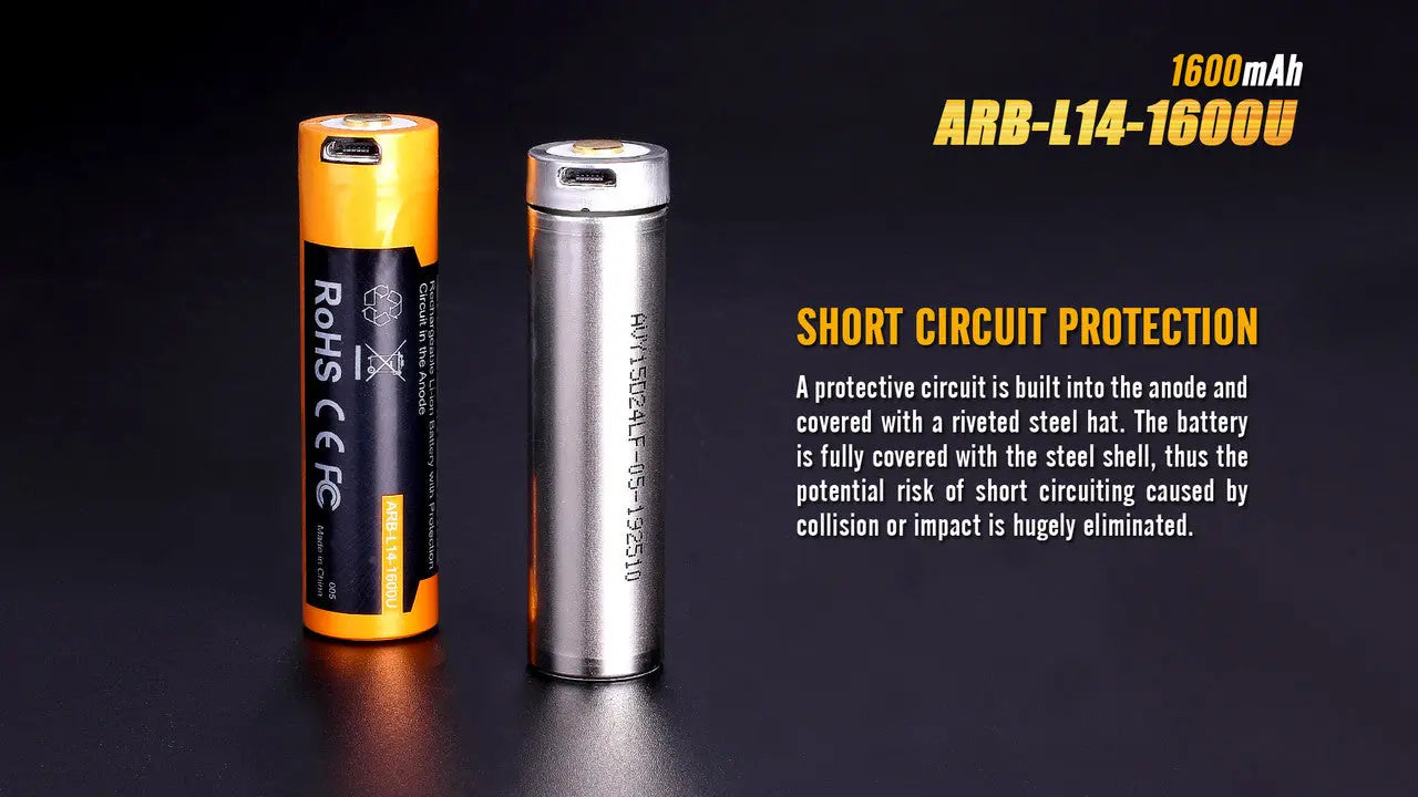 Fenix 14500 USB Rechargeable Battery, 1600mAh - F FX-ARBL141600U Fenix