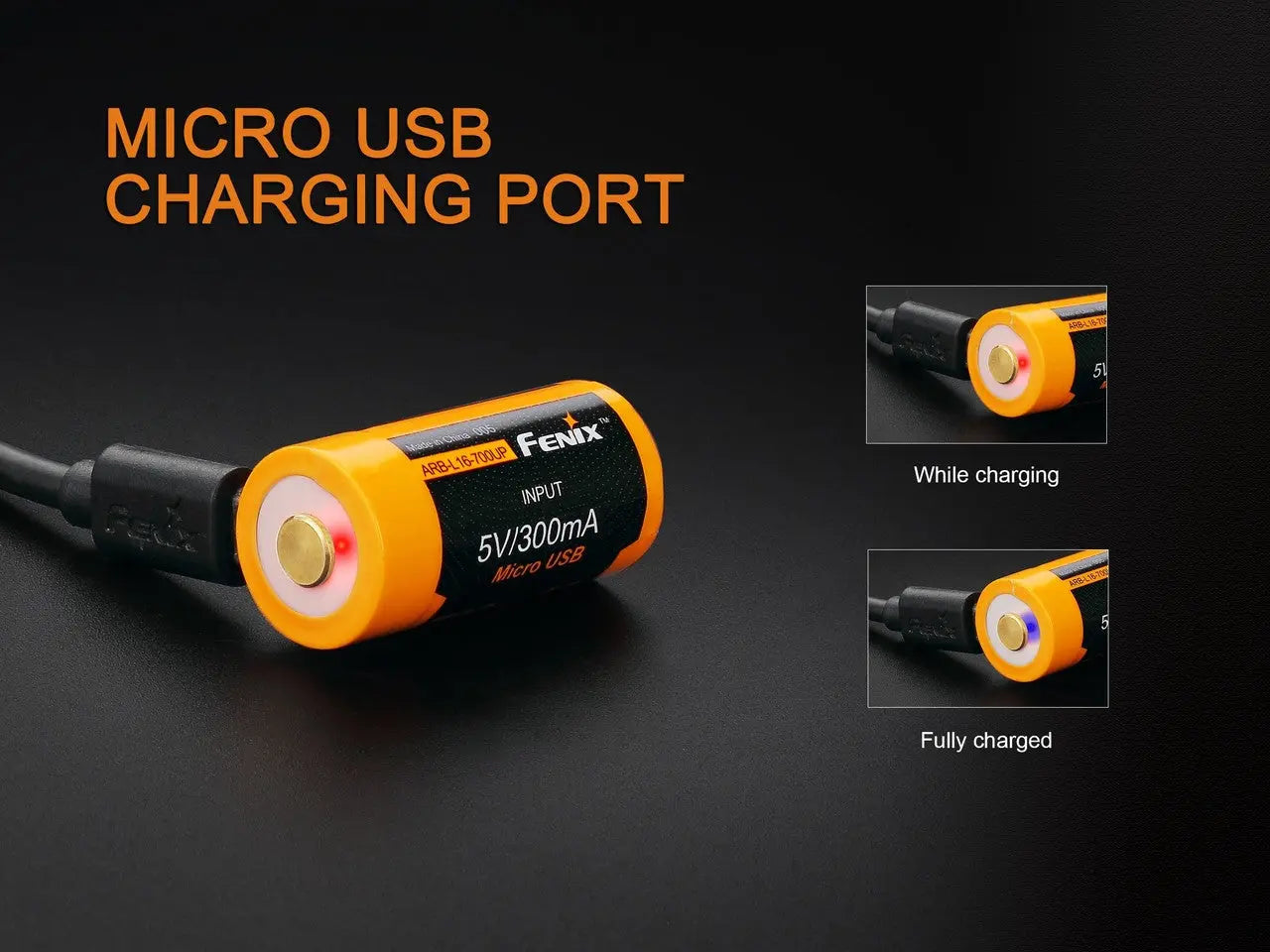 Fenix 16340 USB Rechargeable Battery, 700mAh - F FX-ARBL16700UP Fenix