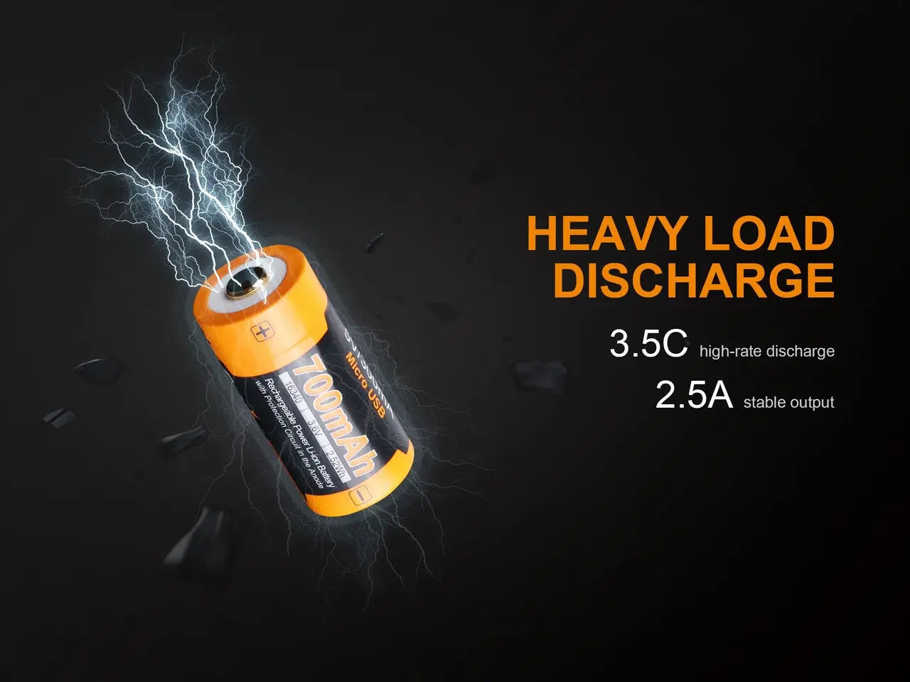 Fenix 16340 USB Rechargeable Battery, 700mAh - F FX-ARBL16700UP Fenix