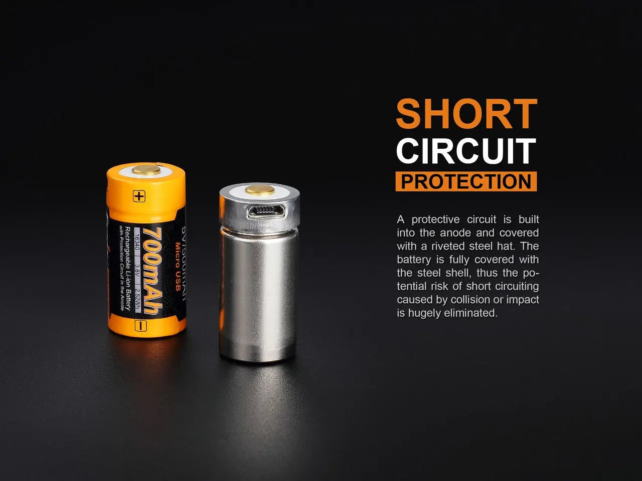 Fenix 16340 USB Rechargeable Battery, 700mAh - F FX-ARBL16700UP Fenix
