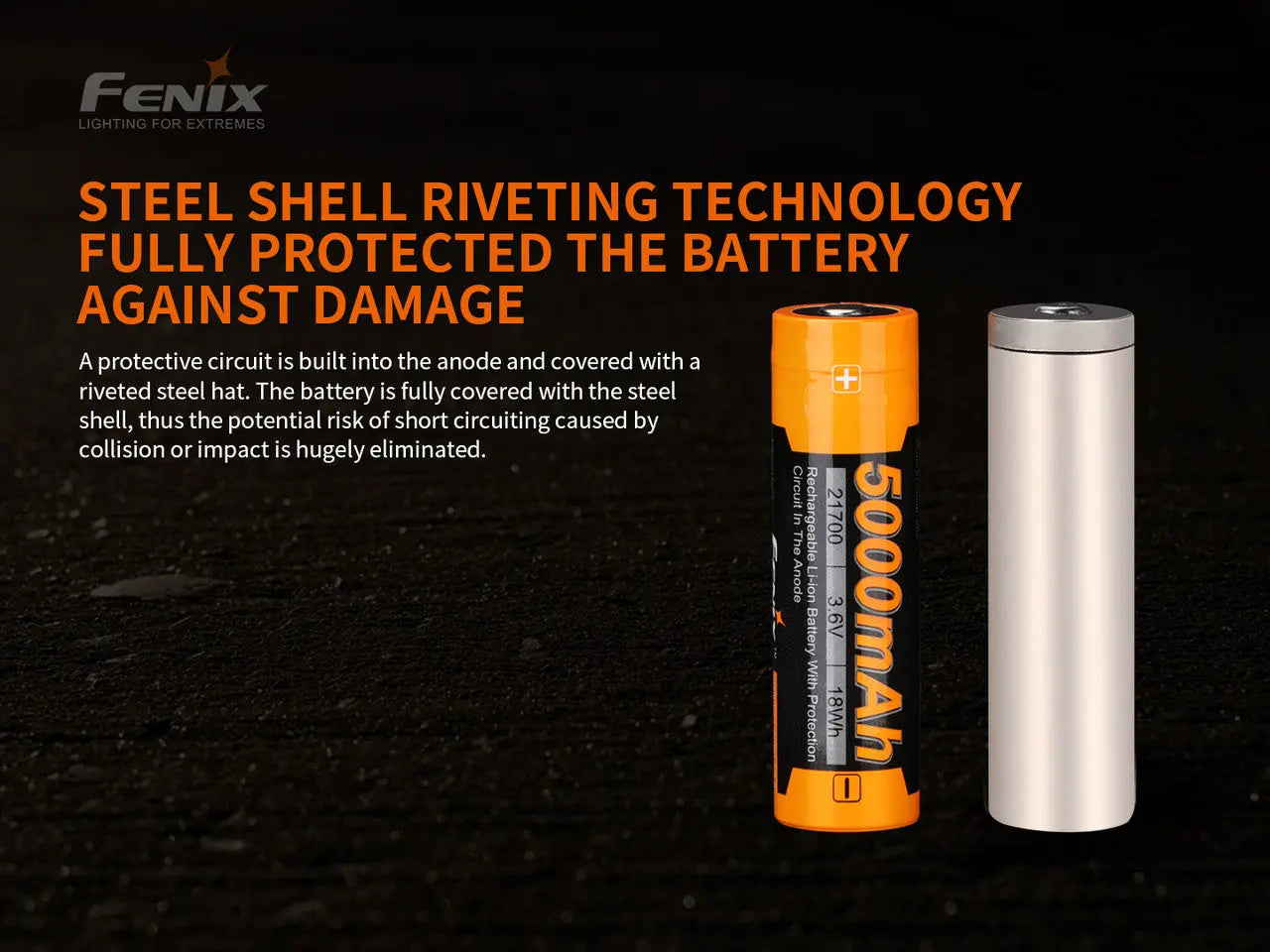 Fenix 21700 Rechargeable Battery, 5000mAh - F FX-ARBL215000v2 Fenix