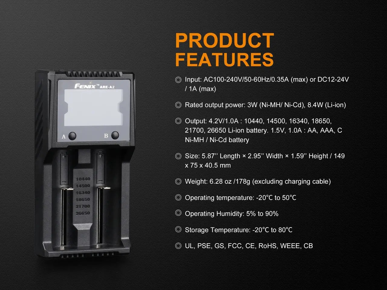 Fenix Two Bay Multifunctional Smart Battery Charger - F FX-AREA2 Fenix