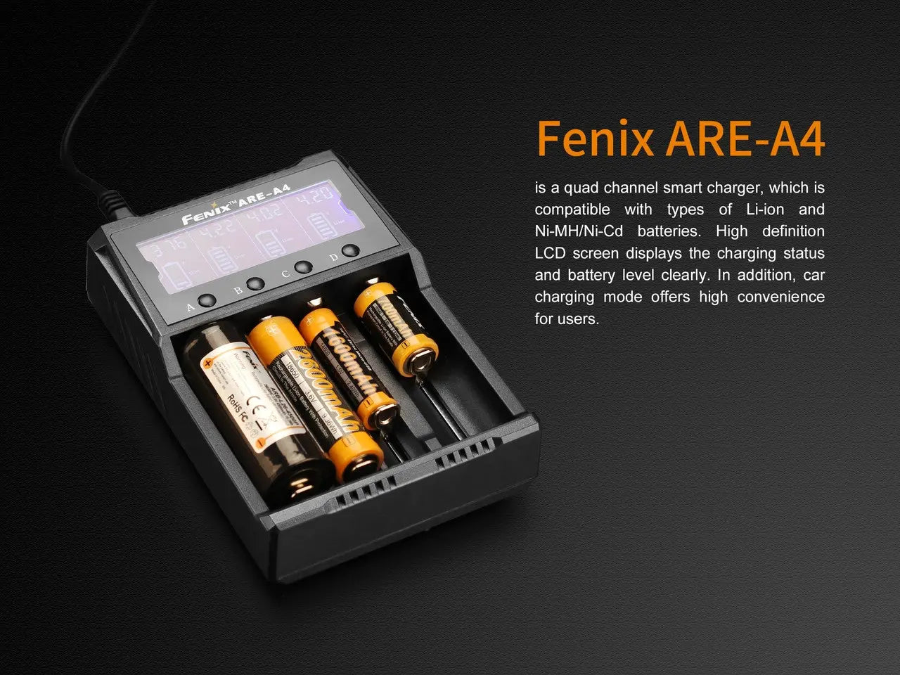 Fenix Four Bay Multifunctional Smart Battery Charger - F FX-AREA4 Fenix