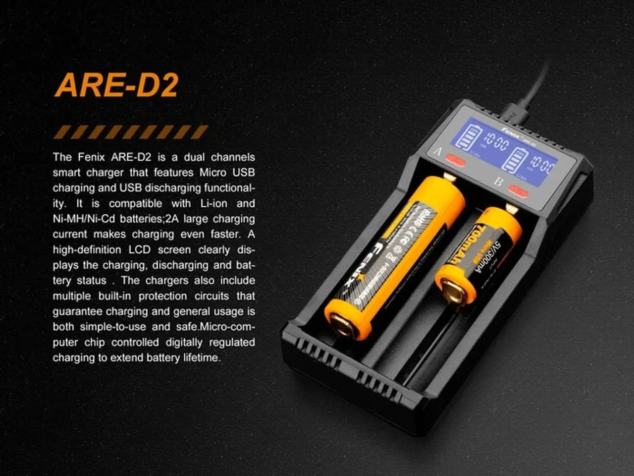 Fenix Dual Bay Smart Battery Charger - F FX-ARED2 Fenix