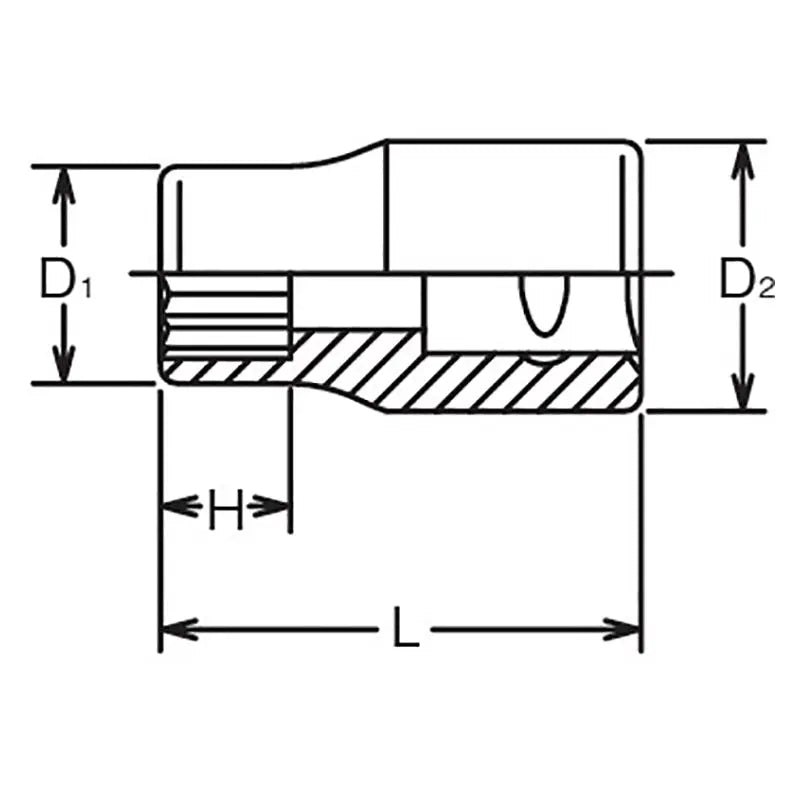 Ko-ken Tools 1/4 Sq. Dr. Socket 1/4 12 point 22mm Aerospace Ko-ken Tools