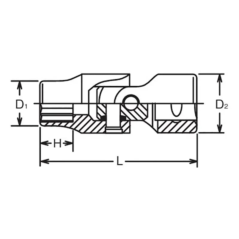 Ko-ken Tools 1/4 Sq. Dr. Universal Socket 1/4 12 point 31.8mm Aerospace Ko-ken Tools