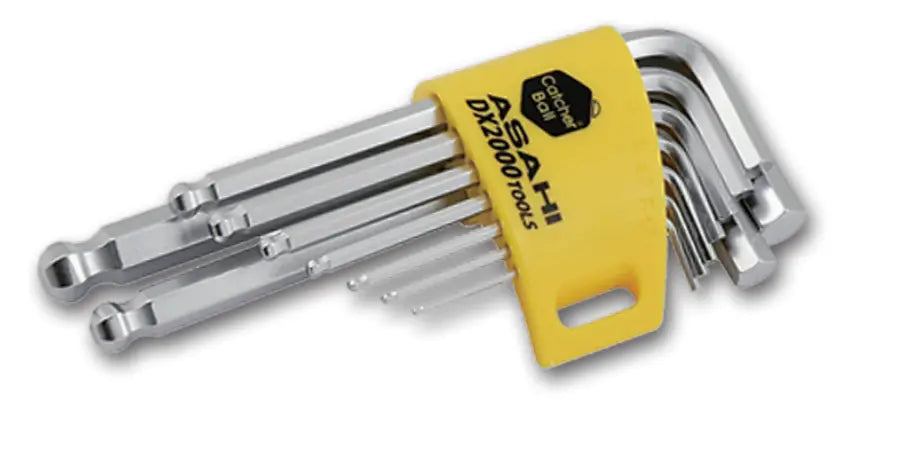 ASAHI Catcher Wrench SHORT Hexagon Ball Key Set with Catcher Ball, 9 Pieces, Metric - AZKS910 Asahi