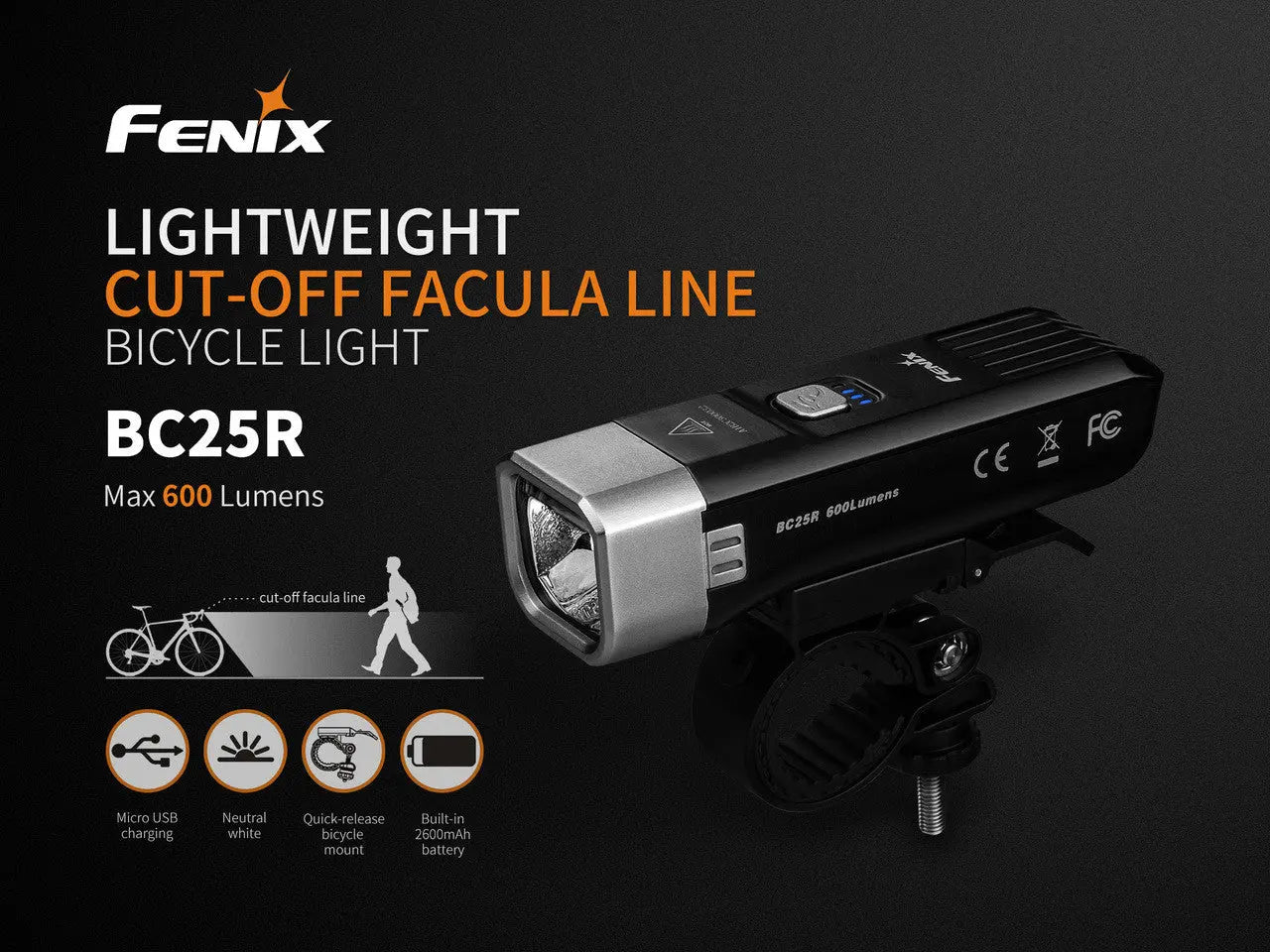 Fenix 600 Lumen Rechargeable Bike Light - F FX-BC25R Fenix
