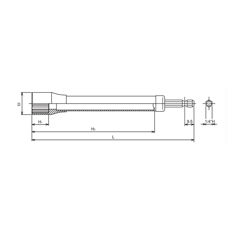 Ko-ken Tools 1/4 Hex Dr. Long Socket 19mm 12 point 165mm Ko-ken Tools