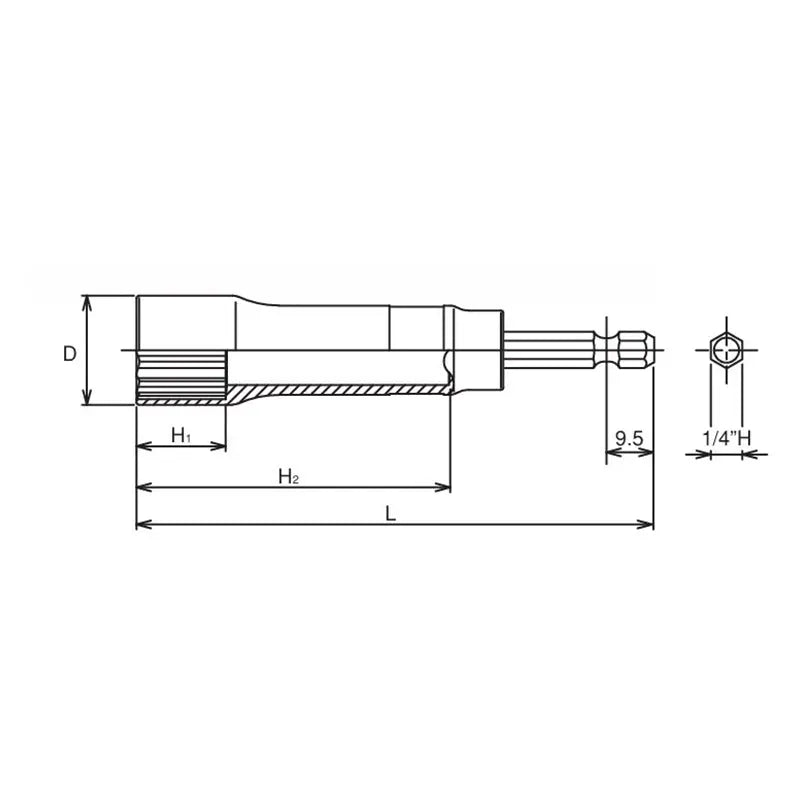 Ko-ken Tools 1/4 Hex Dr. Long Socket 19mm 12 point 104mm Ko-ken Tools