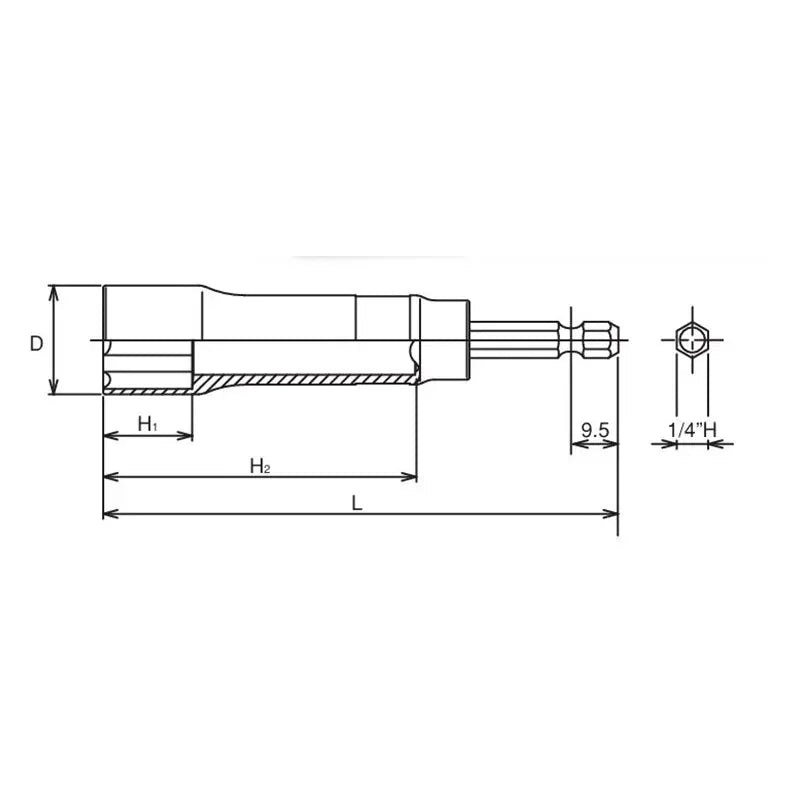 Ko-ken Tools 1/4 Hex Dr. Long Socket 21mm Surface 104mm Ko-ken Tools