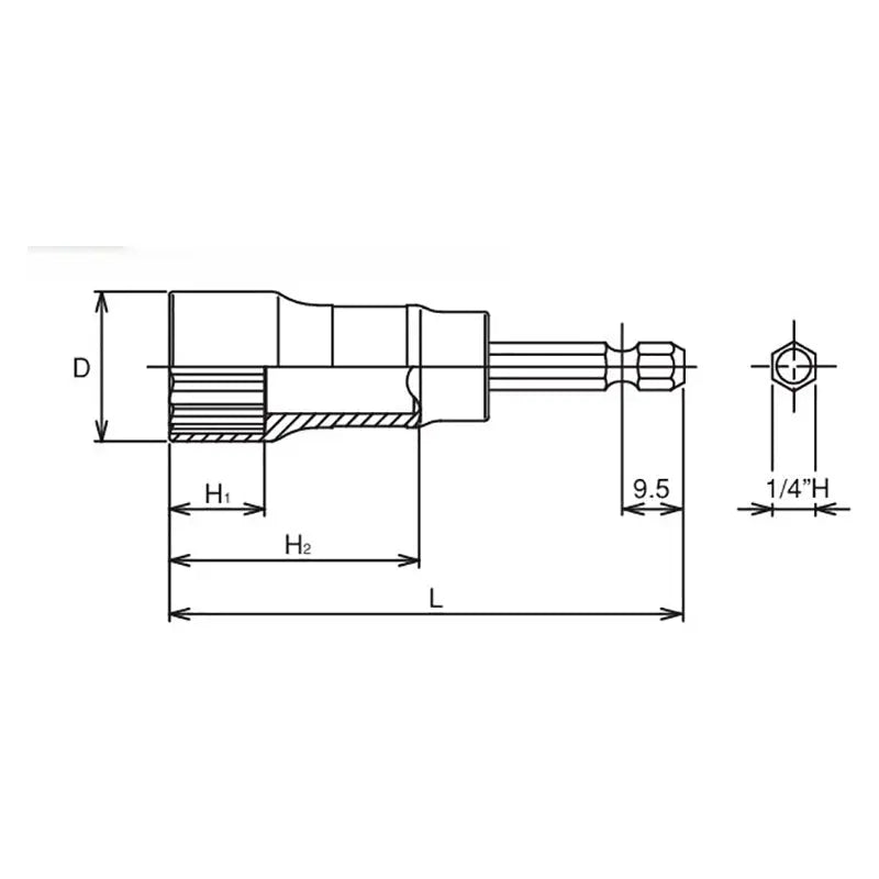 Ko-ken Tools 1/4 Hex Dr. Long Socket 13mm 12 point 77mm Ko-ken Tools