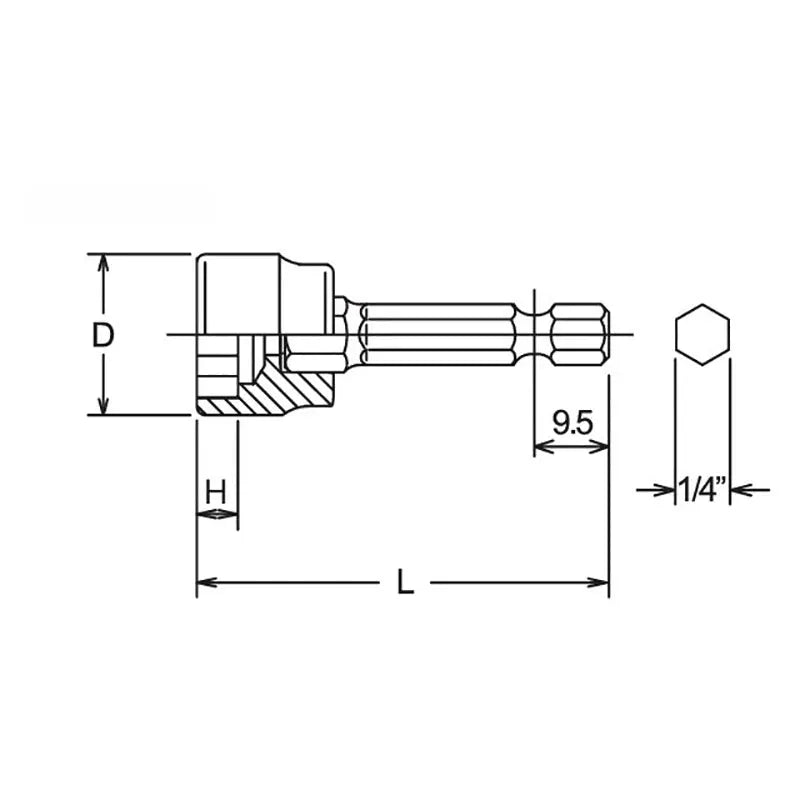 Ko-ken Tools 1/4 Hex Dr. Anchor Bolt Socket 13mm 6 point 50mm Ko-ken Tools