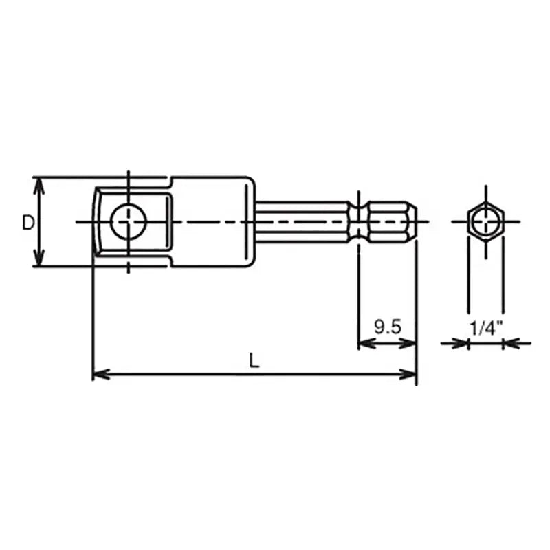 Ko-ken Tools 1/4 Hex Dr. Adaptor 1/2 Square 60mm Ko-ken Tools