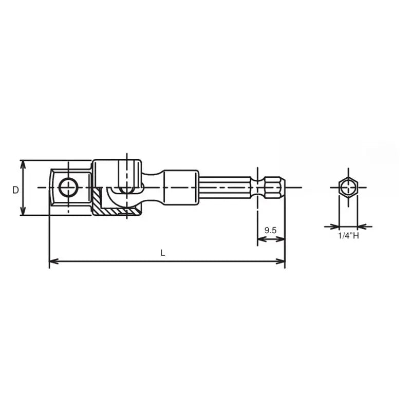 Ko-ken Tools 1/4 Hex Dr. to 3/8 Square Dr. Universal Adaptor Ko-ken Tools