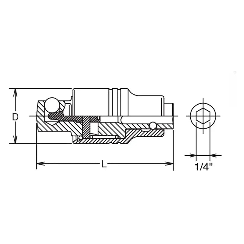 Ko-ken Tools 1/4 Hex Dr. Adaptor 1/2 Square 57mm Locking Quick Release Ko-ken Tools