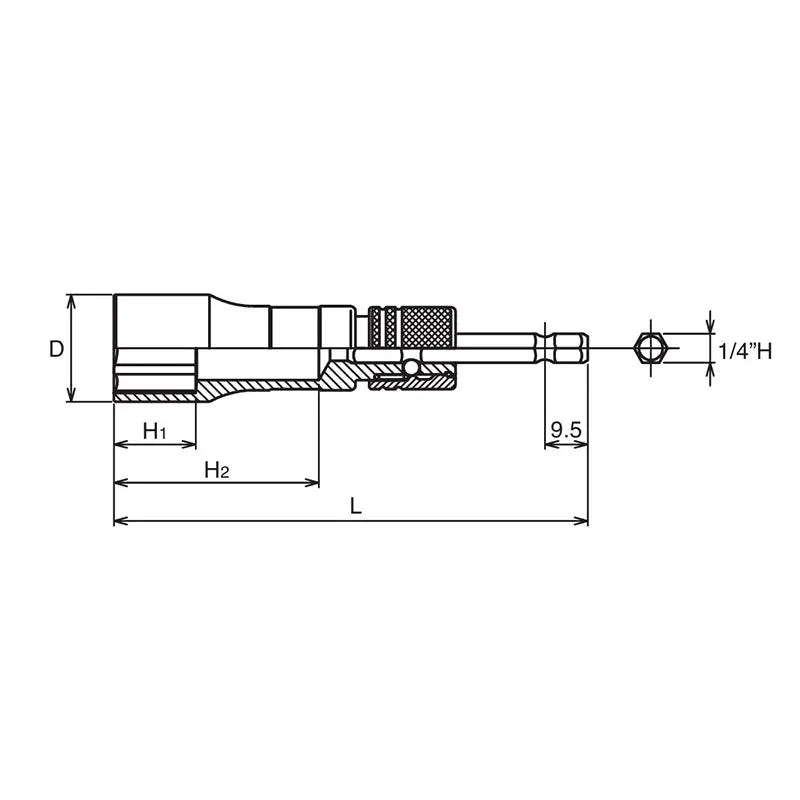 Ko-ken Tools 1/4 Hex Dr. Long Socket 21mm 6 point 111mm Exchangeable Drive shank Ko-ken Tools
