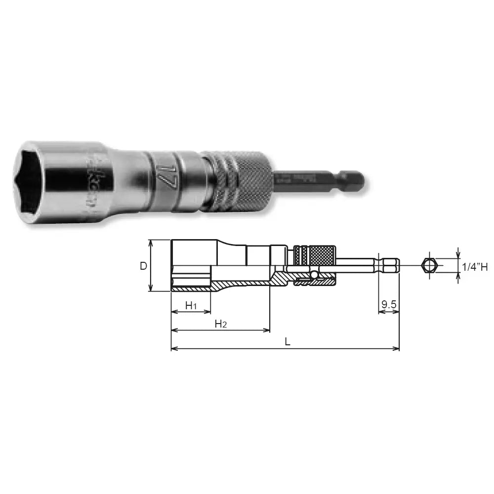 Ko-ken Tools 1/4 Hex Dr. Long Socket 21mm 6 point 111mm Exchangeable Drive shank Ko-ken Tools