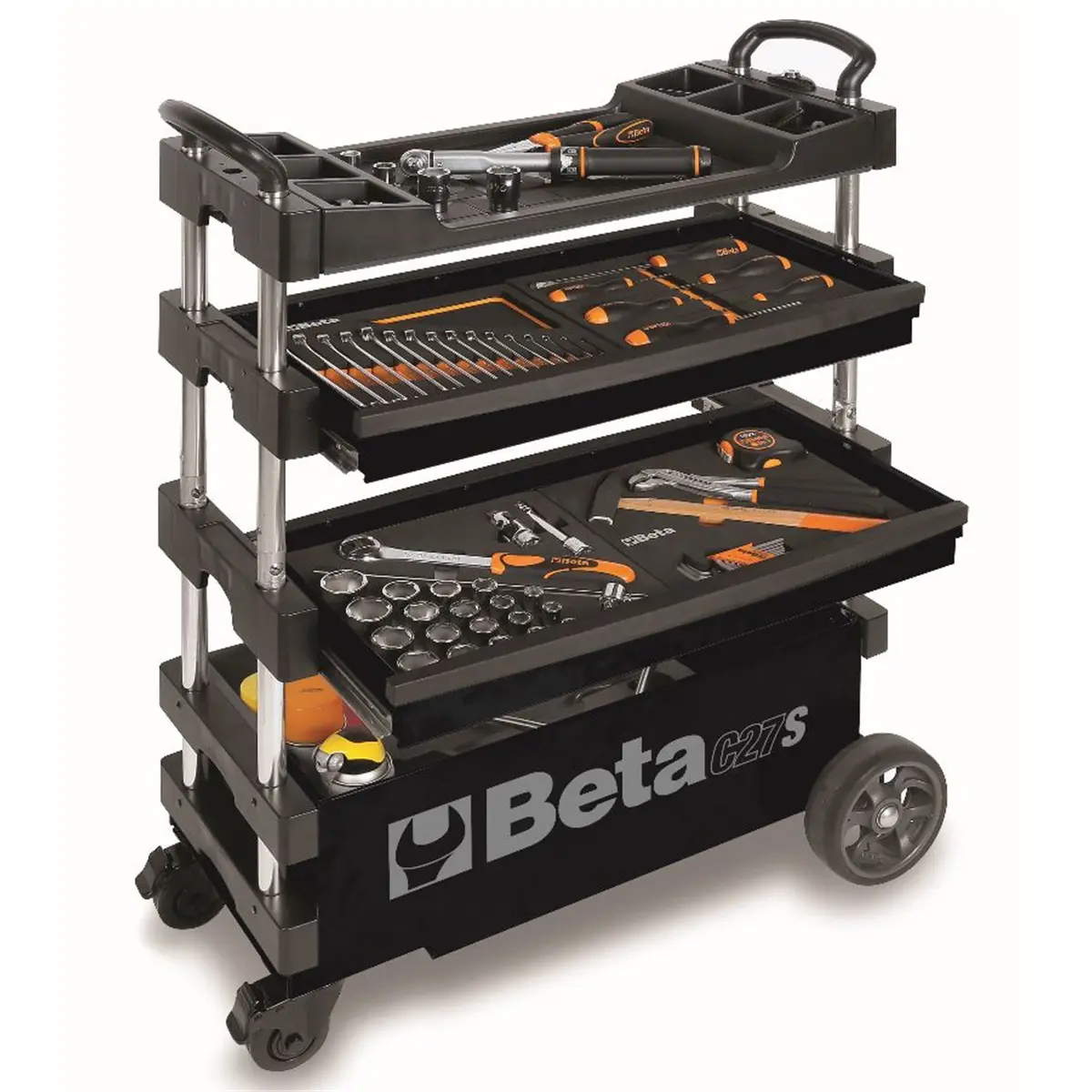 Beta Tools (Article# C27S-N/9005) Collapsible Rolling Tool Cart - Black - BT 27000205 Beta Tools