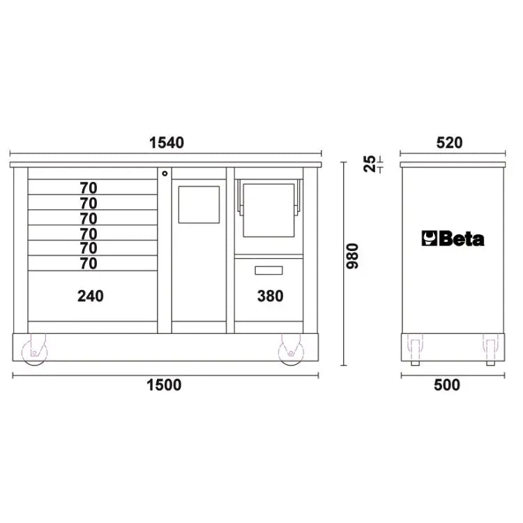 Beta Tools (Article# C39SM-O) Special Mobile Roller Cabinet, Racing SM Type - Orange - BT 39390001 Beta Tools