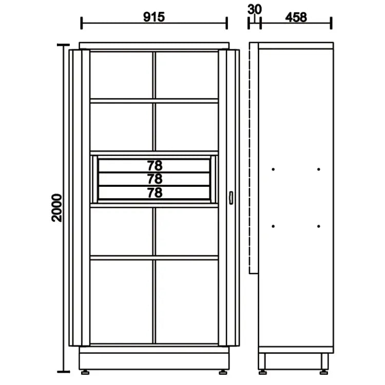 Beta Tools (Article# C45PRO 2.0 AS2/3C) 3-Drawers and Bracket Sheet Metal Two-Door Tool Cabinet for Workshop Equipment Combination C45PRO 2.0 - BT 045000482 
