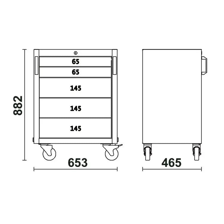 Beta Tools (Article# C45PRO 2.0 C5) 5-Drawers Mobile Roller Cab for Workshop Equipment Combination C45PRO 2.0 - BT 045000226 