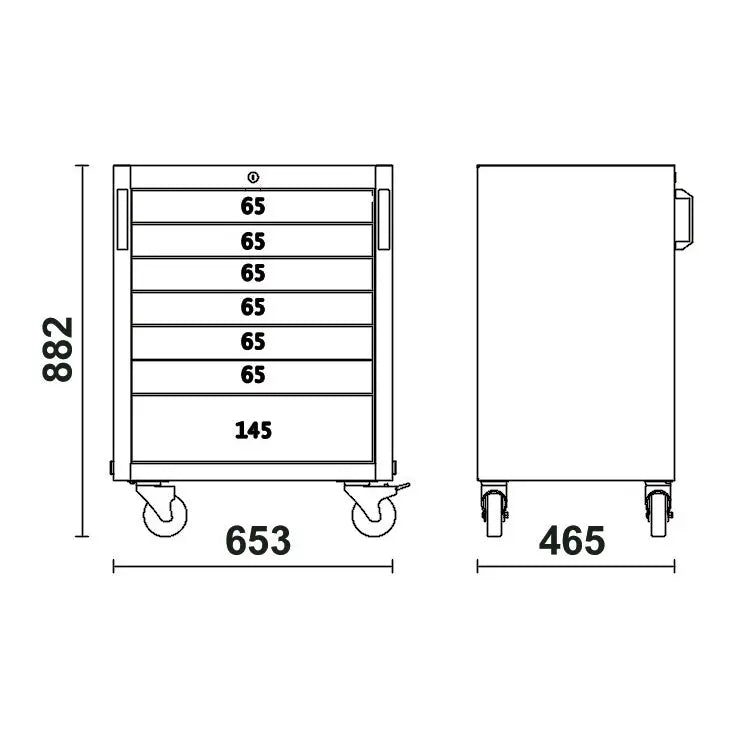 Beta Tools (Article# C45PRO 2.0 C7) 7-Drawers Mobile Roller Cab for Workshop Equipment Combination C45PRO 2.0 - BT 045000228 