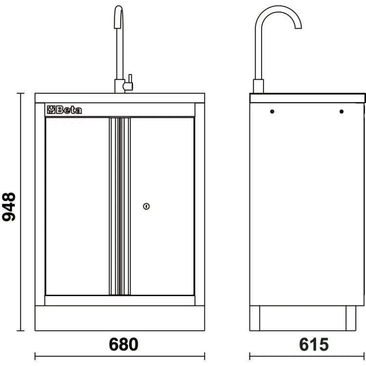 Beta Tools (Article# C45PRO 2.0 ML) Fixed Module with Built-In Sink for Workshop Equipment Combination C45PRO 2.0 - BT 045002233 