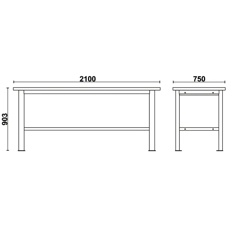Beta Tools (Article# C58BC-W2,1) Simple Workbench with Wood Worktop, 2.1 m Long - BT 058000621 