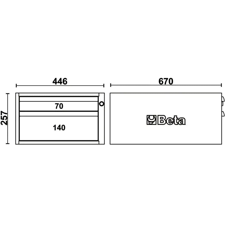 Beta Tools (Article# C58CS 2C) 2-Drawer Tool Chest for Modular Workbenches C58BC, 257mm High - BT 058000672 