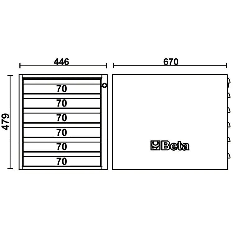 Beta Tools (Article# C58CSH 6C) 6-Drawer Tool Chest for Modular Workbenches C58BC, 479mm High - BT 058000685 