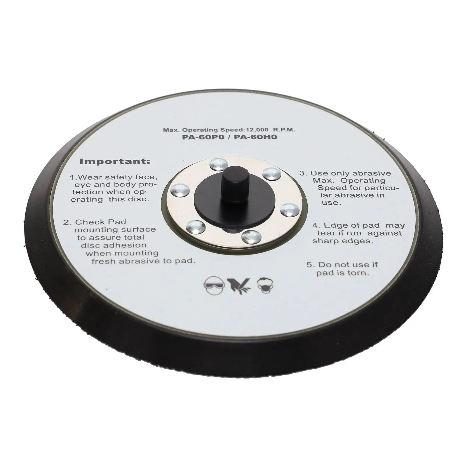 Chicago Pneumatic 6 in H and L Circular Backing Pad without Hole, 5/16 - 24, 130GR NB - CP 6159901540 Chicago Pneumatic